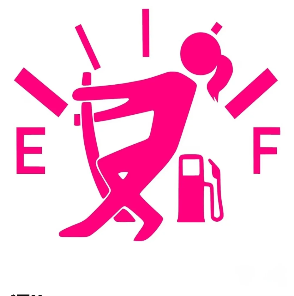 Girl Low Empty Full Gas Fuel Gauge Vinyl Graphic Auto Decor Decal Bumper Sticker
